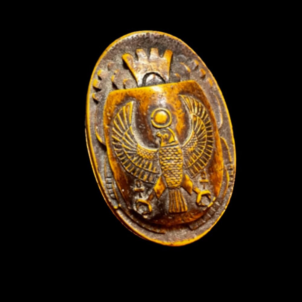 Petite Egyptian Themed Trinket Box with Horus Emblem on lid.